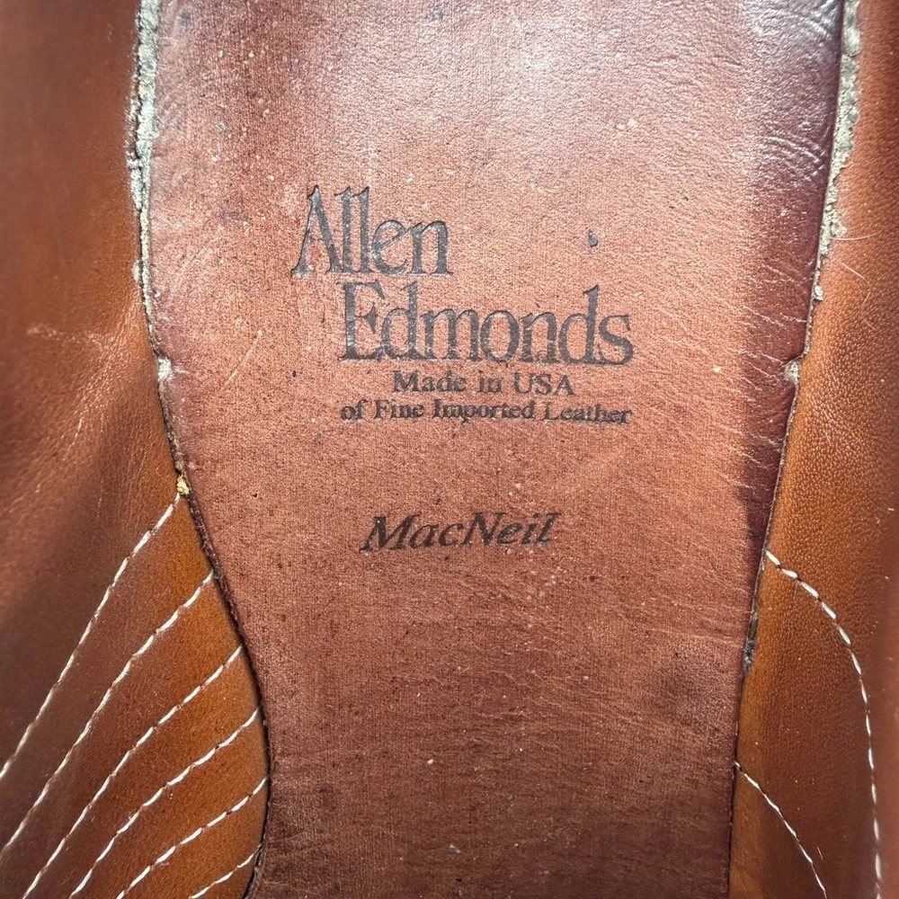 Allen Edmonds MacNeil Black Leather Wingtip Men's Dress Shoes Size 9.5 D Oxford